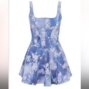 NWT LoveShackFancy Piero Floral Denim Mini Dress Size 2